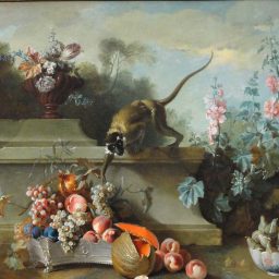 Still Life With Monkey Fruits and Flowers 1724